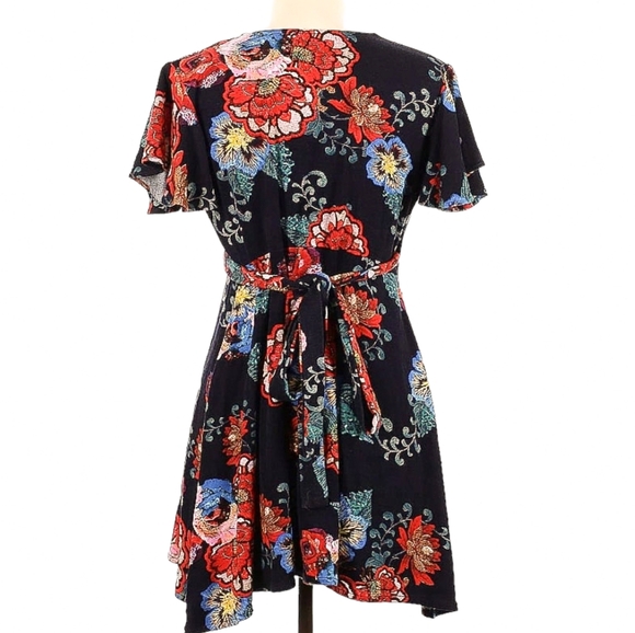 Evelyn Dress for Anthropologie Dark Blue Floral Wrap Style Size XS - Picture 7 of 11